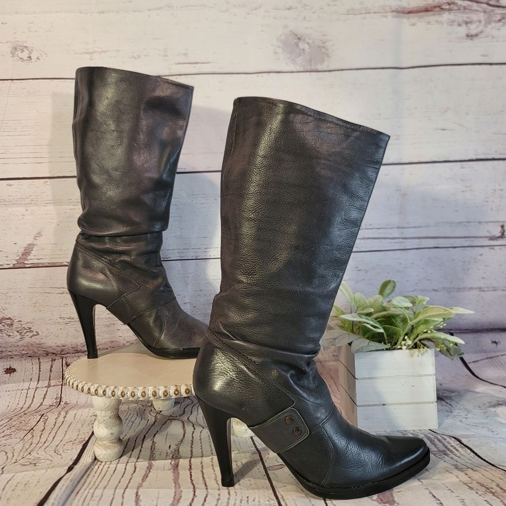 True Religion Women's Charcoal Gray Below The Knee Design & Stiletto Heel Boots - Picture 2 of 12